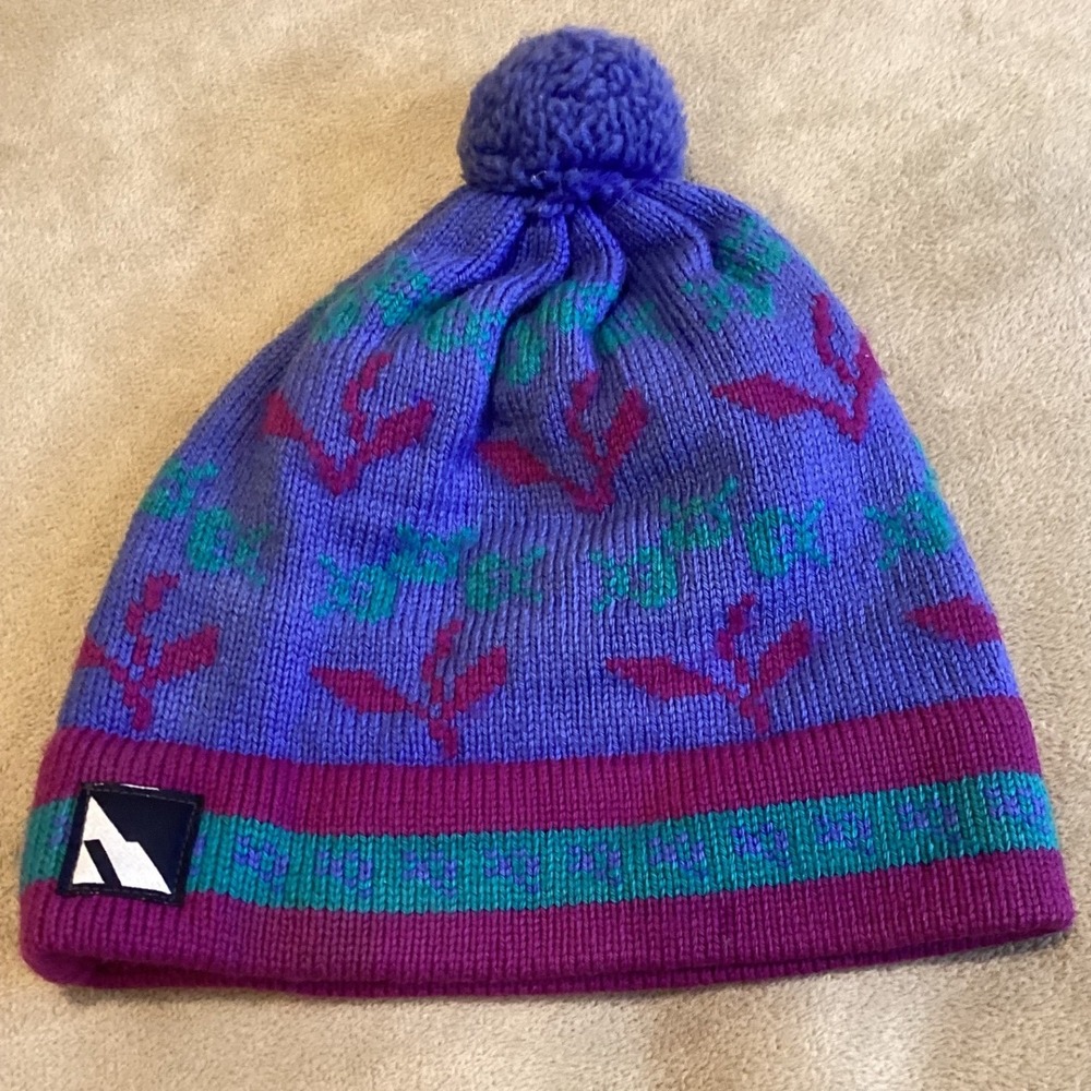 Vintage Serac 1980s Fair Isle Beanie with Pom Pom, 100% Wool, 100% Cotton Band
